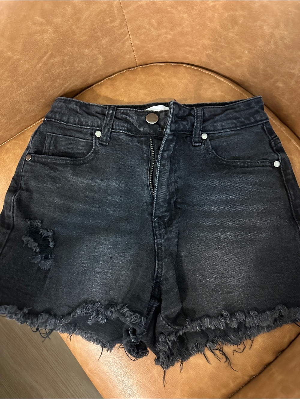 Abound Black Distressed High-Rise Denim Shorts
